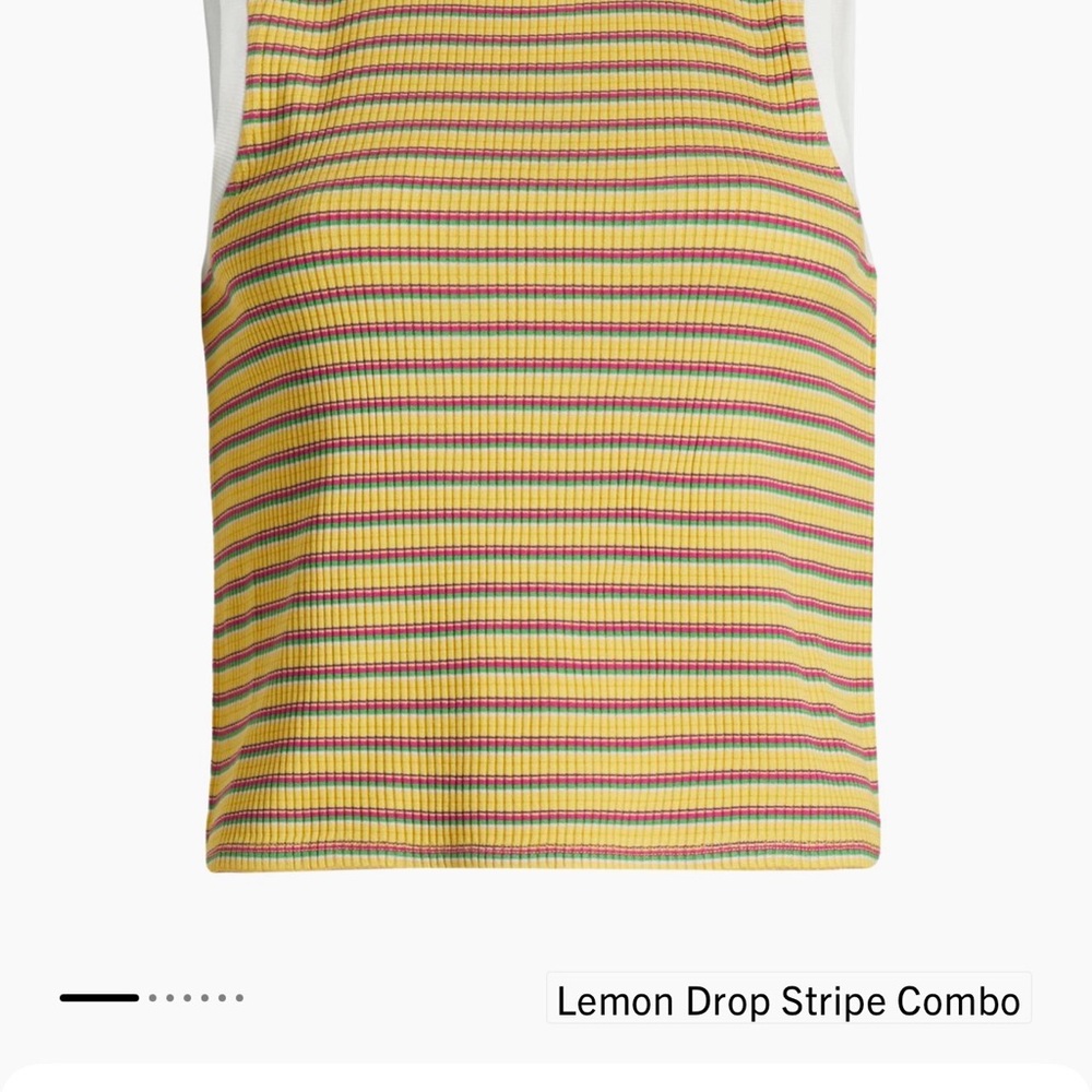 Ramy Brook M Lemon Stripe Ribbed Tank - Yellow with Pink & Green Stripes